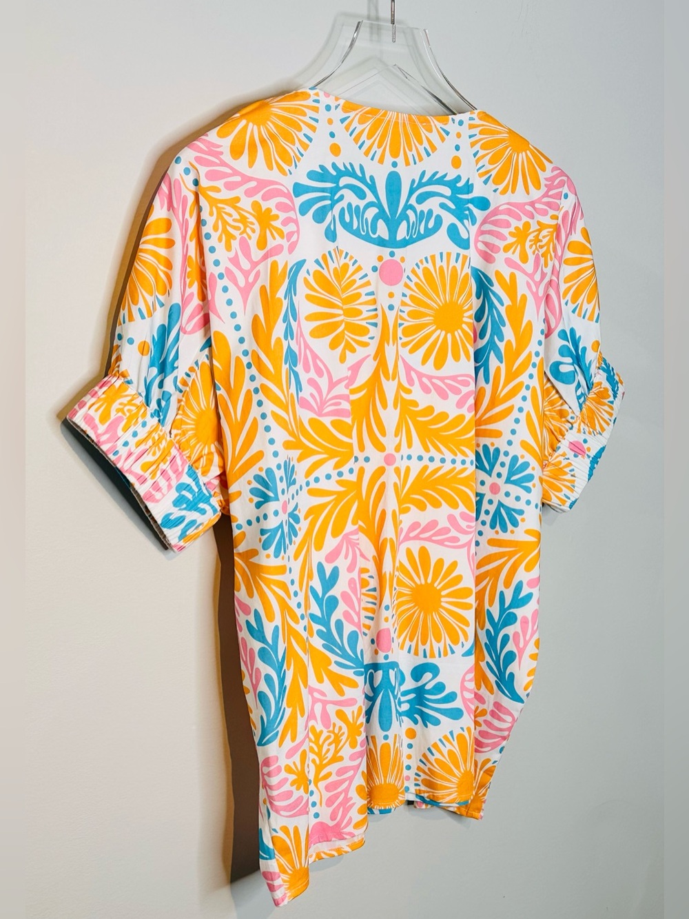 Sheridan French Orange Blue Pink Knit Popover Top Shirt Blouse - Picture 6 of 11